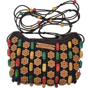 Jamaica Women's Crossbody Boho Bag Purse w/ Multicolor Beads